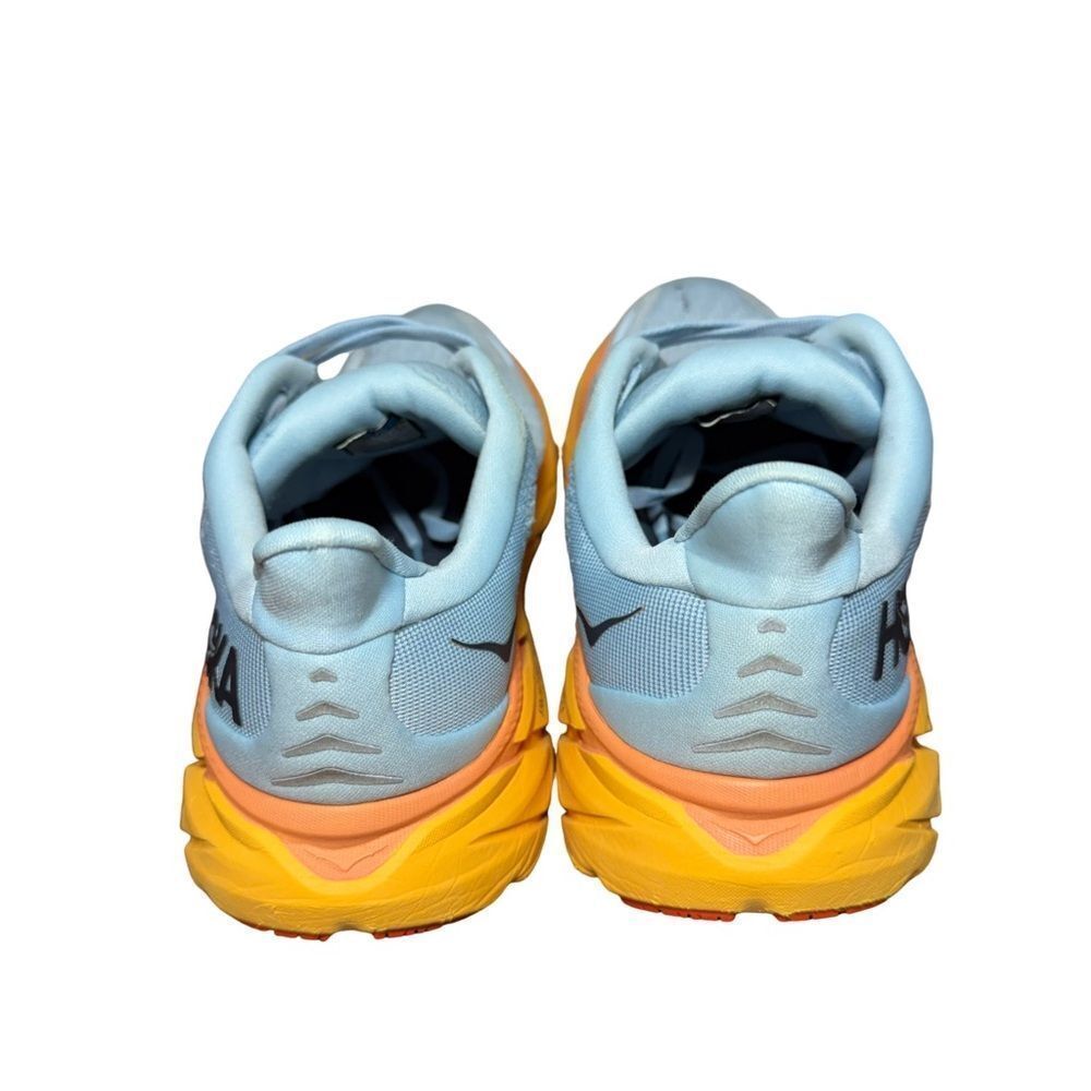 HOKA Women's Light Blue Running Yellow-Orange Sole Clifton 8 wide size 8D - Picture 3 of 7